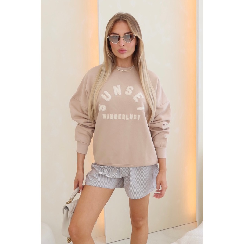 Sunset wanderlust stone applique embroidered sweater