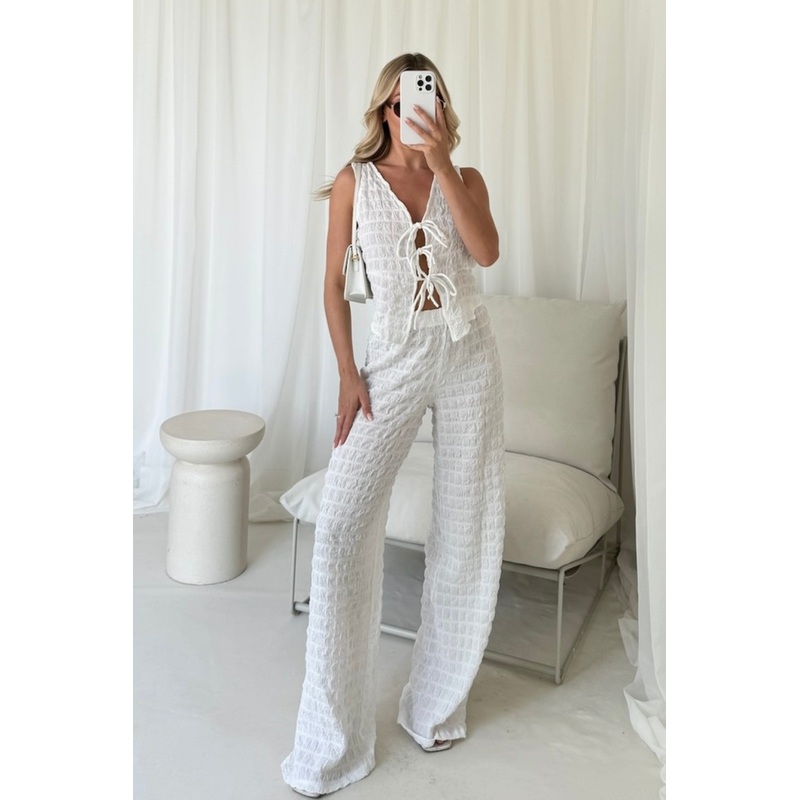 Bella white waffle co-ord set