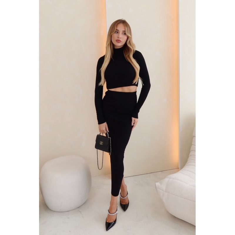 Cordy black knitted co-ord