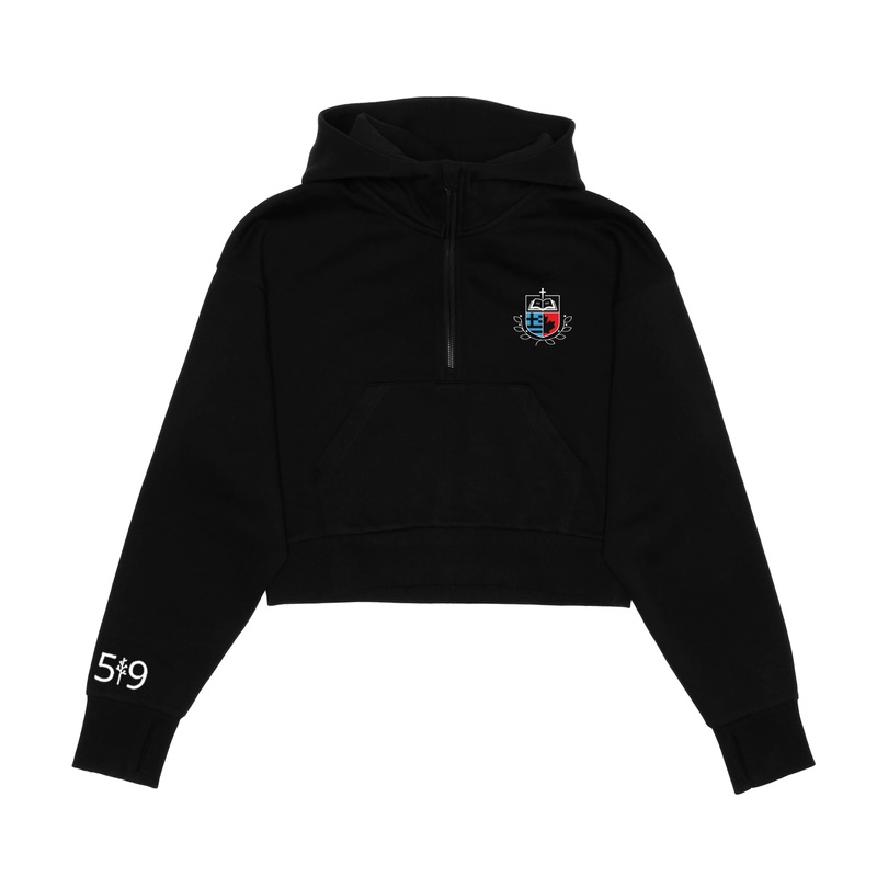 HOLY TRINITY CROPPED SCUBA 1/2 ZIP HOODIE (WOMENS)