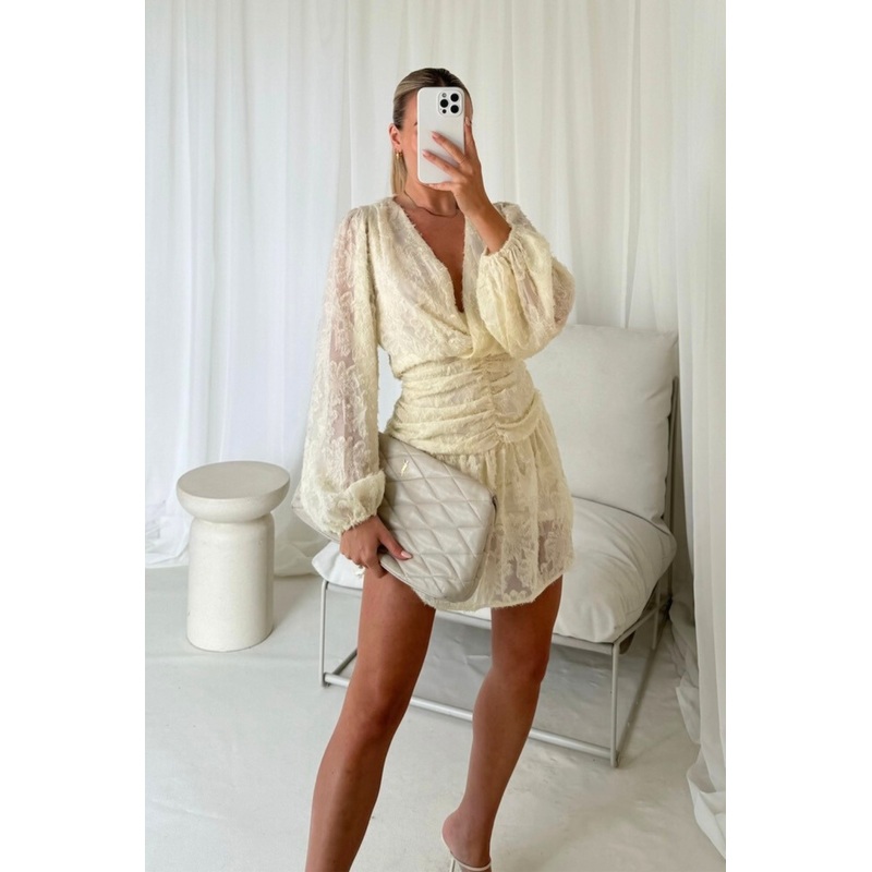 Lilly cream smock dress