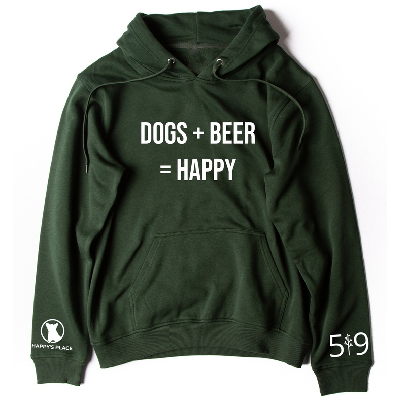 HAPPY'S PLACE DOG + BEER HOODIE (UNISEX)