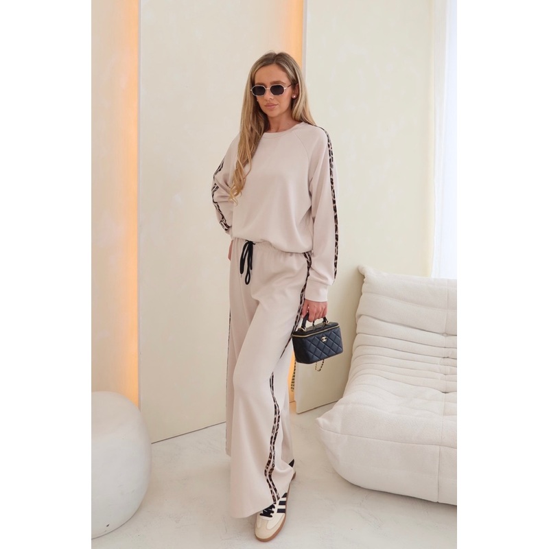 Nova cream leopard stripe sweater set