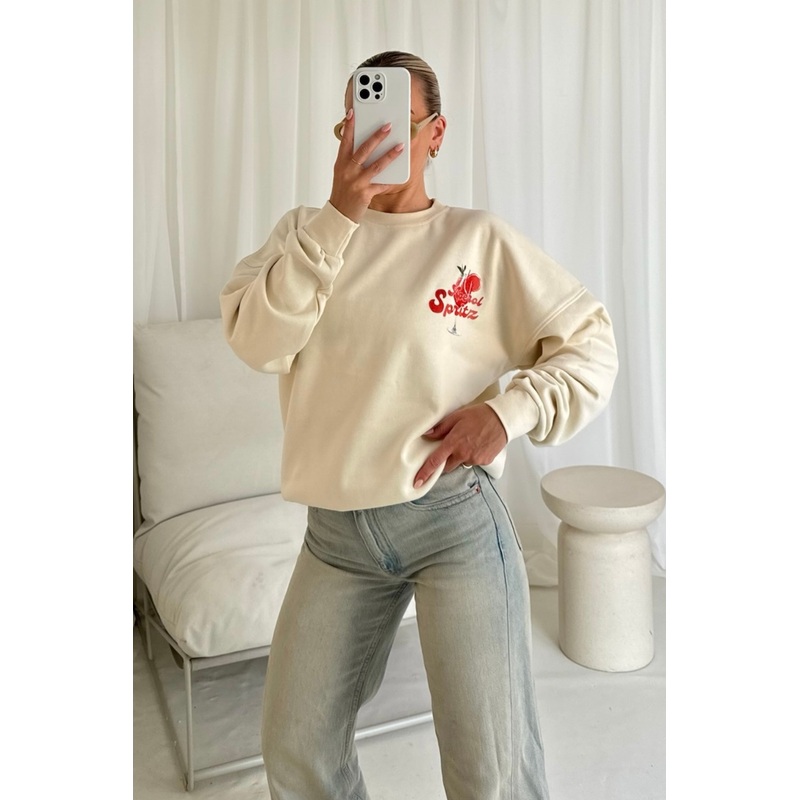 Aperol Spritz ecru printed sweater