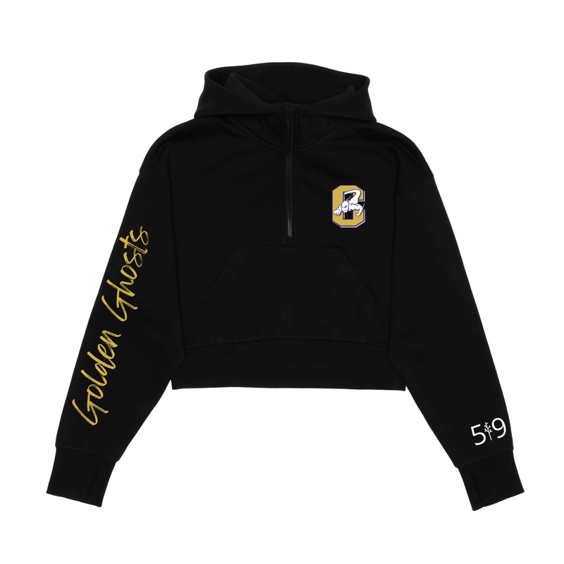 GOLDEN GHOSTS SIGNATURE SLEEVE CROPPED SCUBA 1/2 ZIP HOODIE (WOMENS)