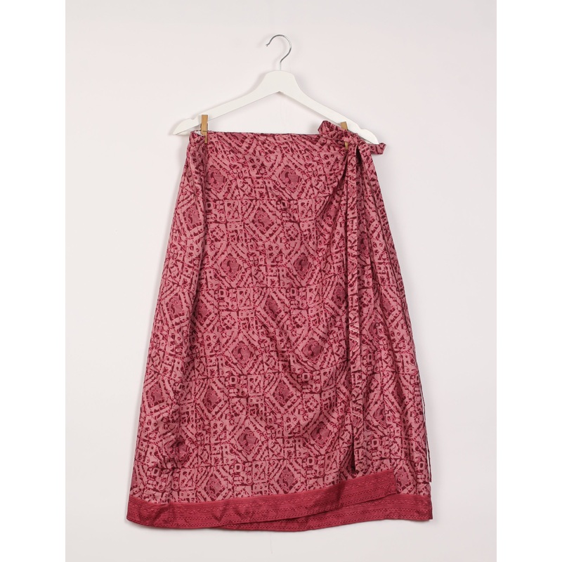 Long Wraparound Skirt - Blue Abstract