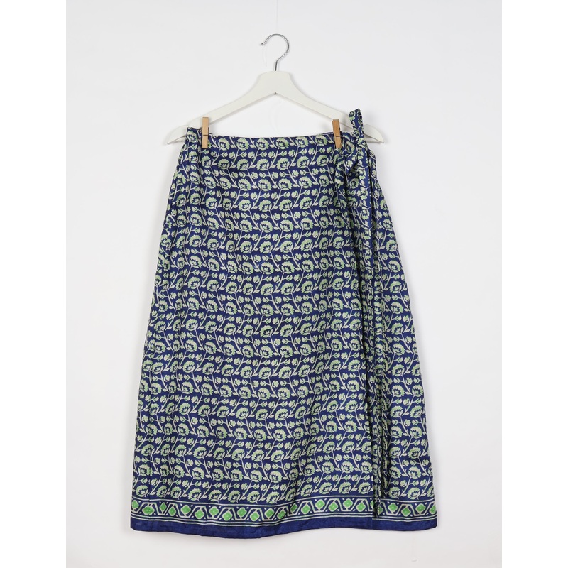 Long Wraparound Skirt - Blue Floral