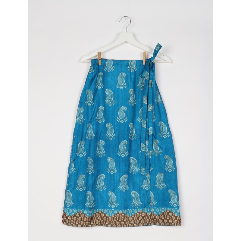 Long Wraparound Skirt - Blue Paisley