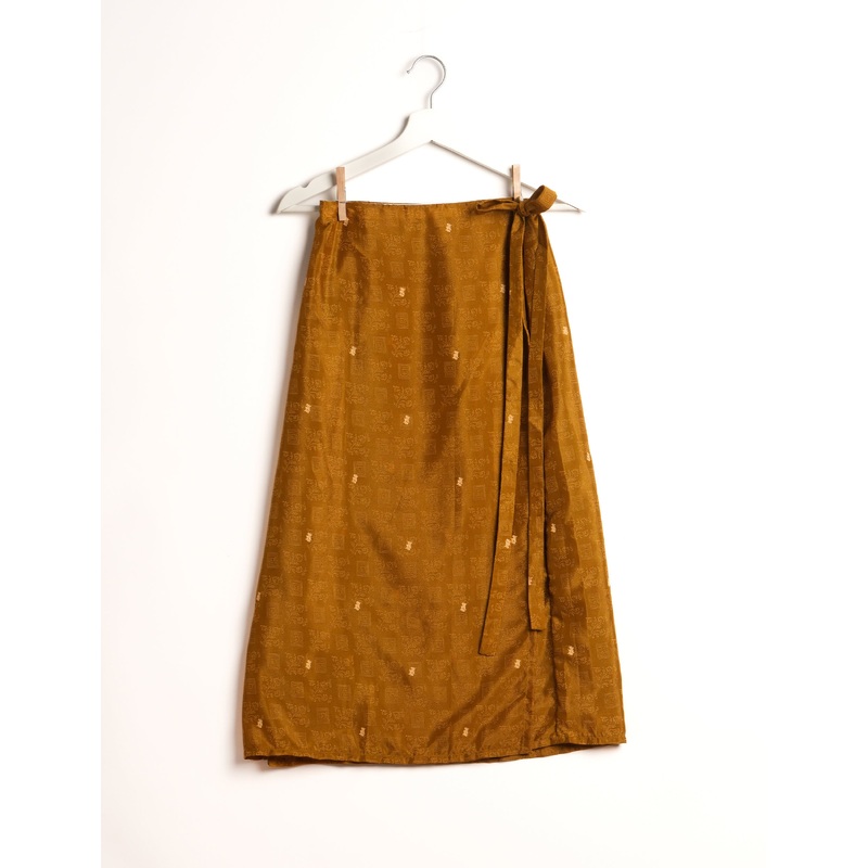 Long Wraparound Skirt - Brown Solid