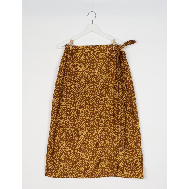 Long Wraparound Skirt - Brown Tropical