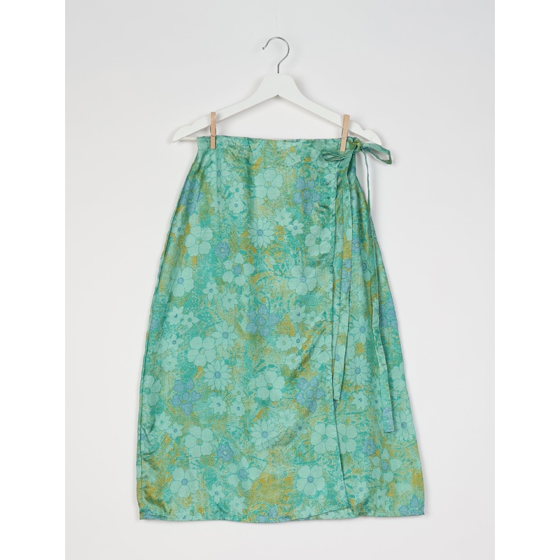 Long Wraparound Skirt - Green Floral