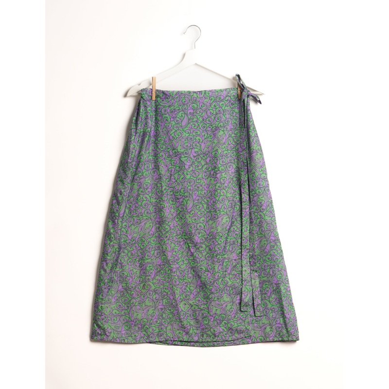 Long Wraparound Skirt - Green Organic