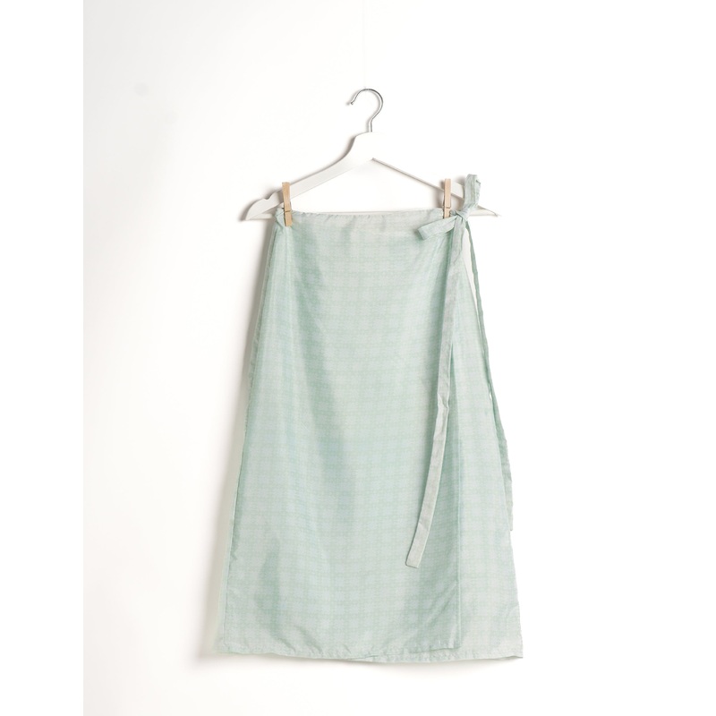 Long Wraparound Skirt - Green Solid