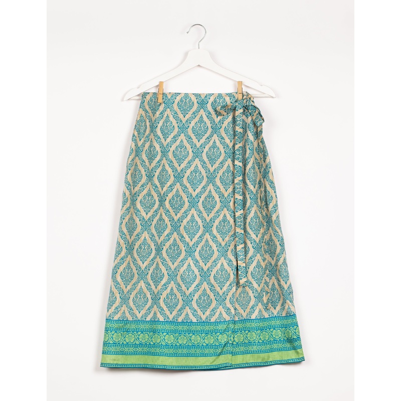 Long Wraparound Skirt - Green Tropical