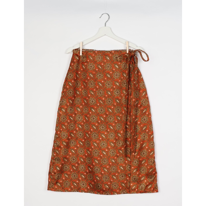 Long Wraparound Skirt - Orange Floral