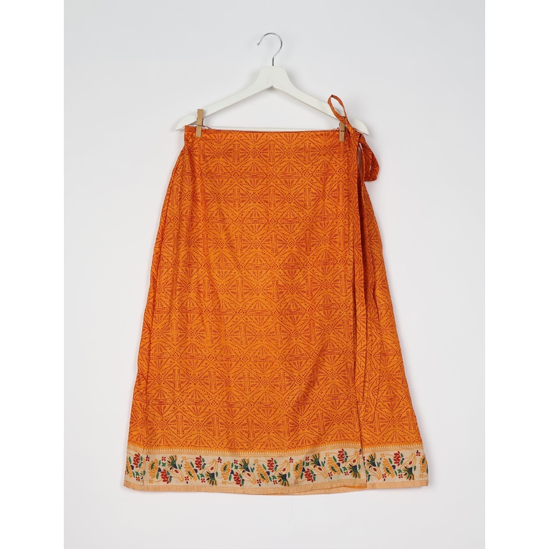 Long Wraparound Skirt - Orange Indian Ethnic