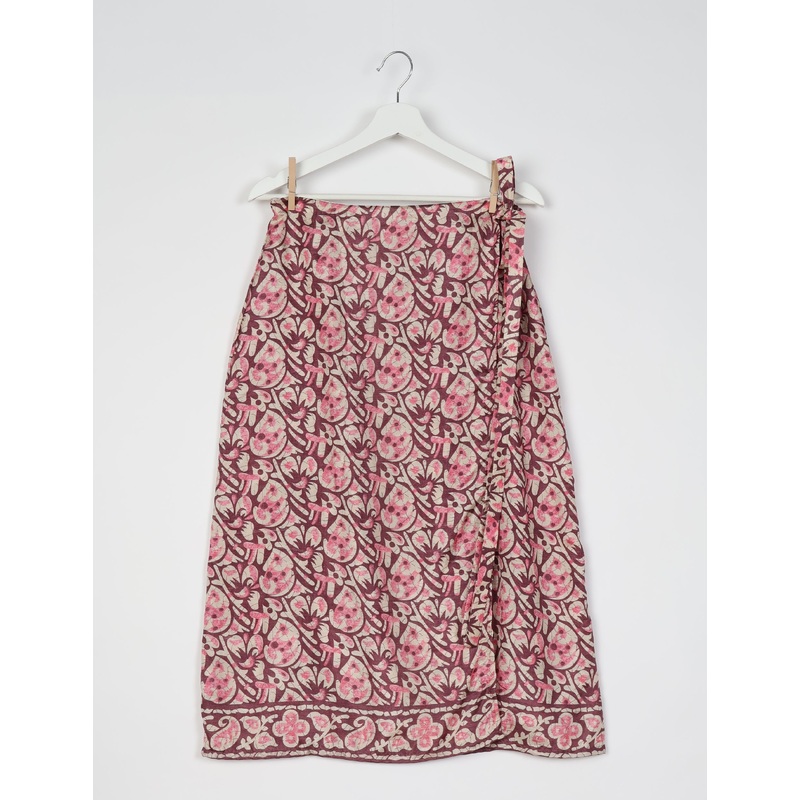 Long Wraparound Skirt - Pink Floral