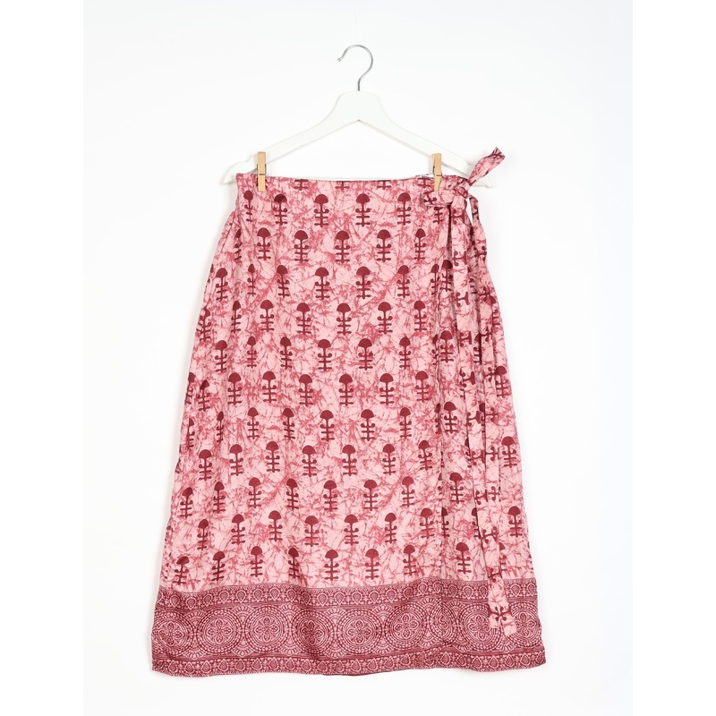 Long Wraparound Skirt - Pink Indian Ethnic