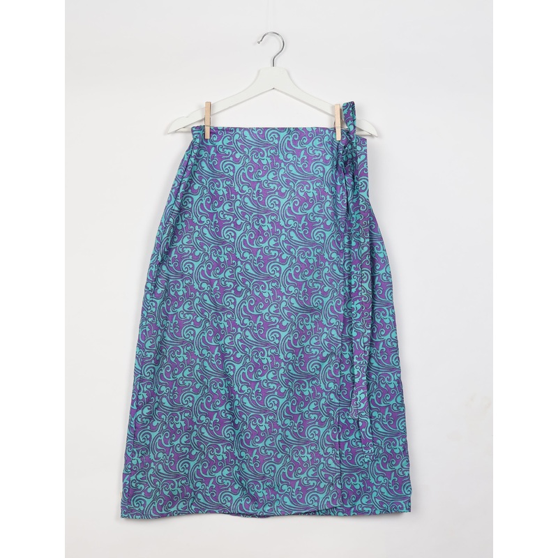 Long Wraparound Skirt - Purple Abstract