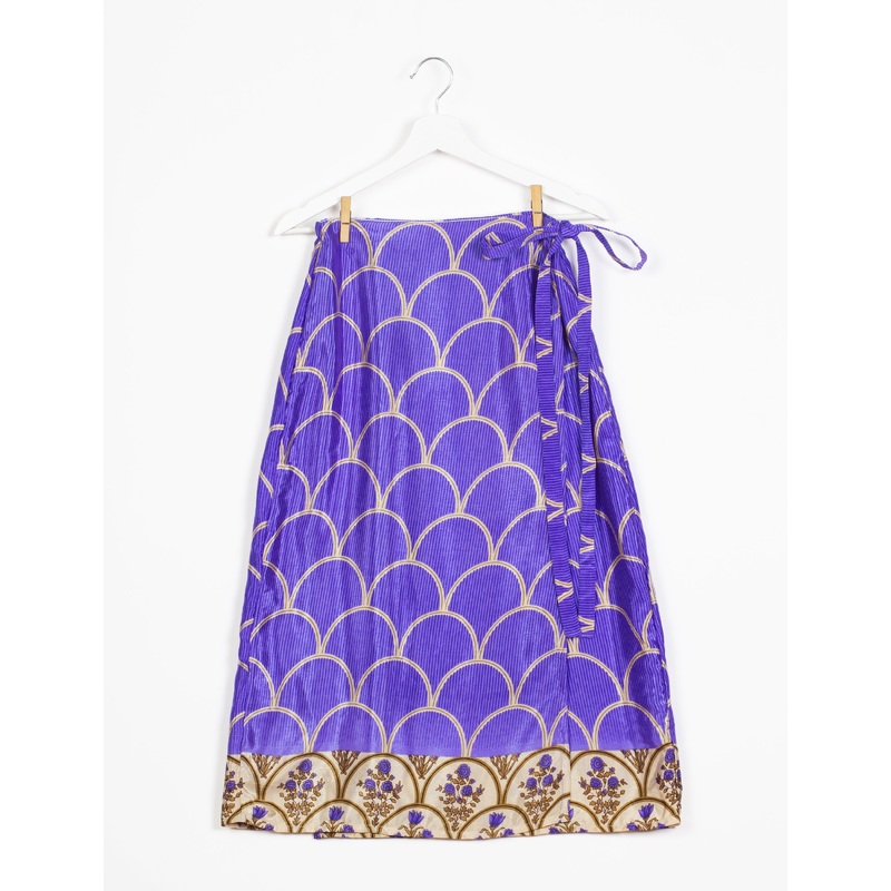 Long Wraparound Skirt - Purple Geometric