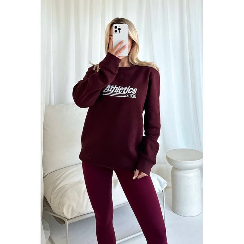 Athletics burgundy embroided sweater