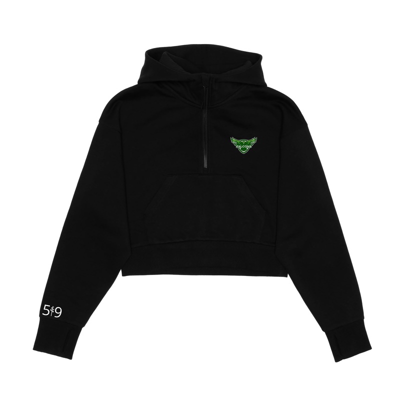 FOREST CITY EMBROIDERED SCUBA CROPPED 1/2 ZIP HOODIE (WOMENS)