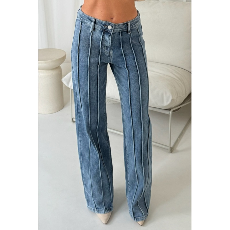 Molly denim seam detail straight leg jeans