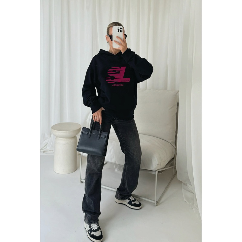 Studio leisure athletics black printed hoodie