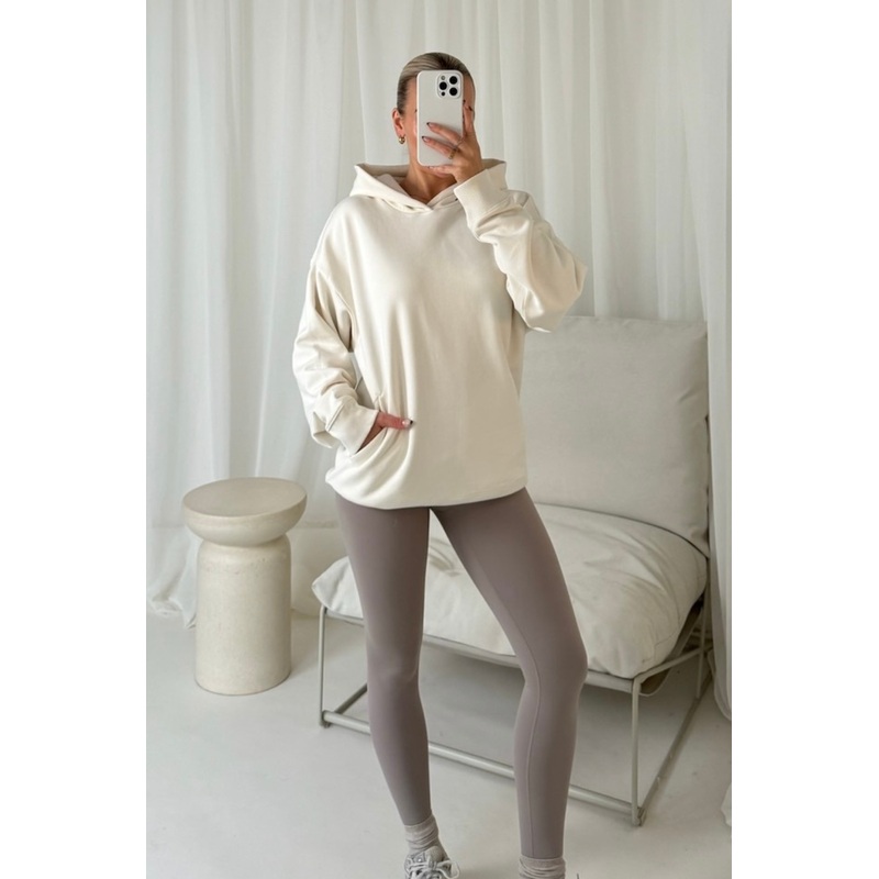 Annie ecru & taupe hoodie and ultimate legging set