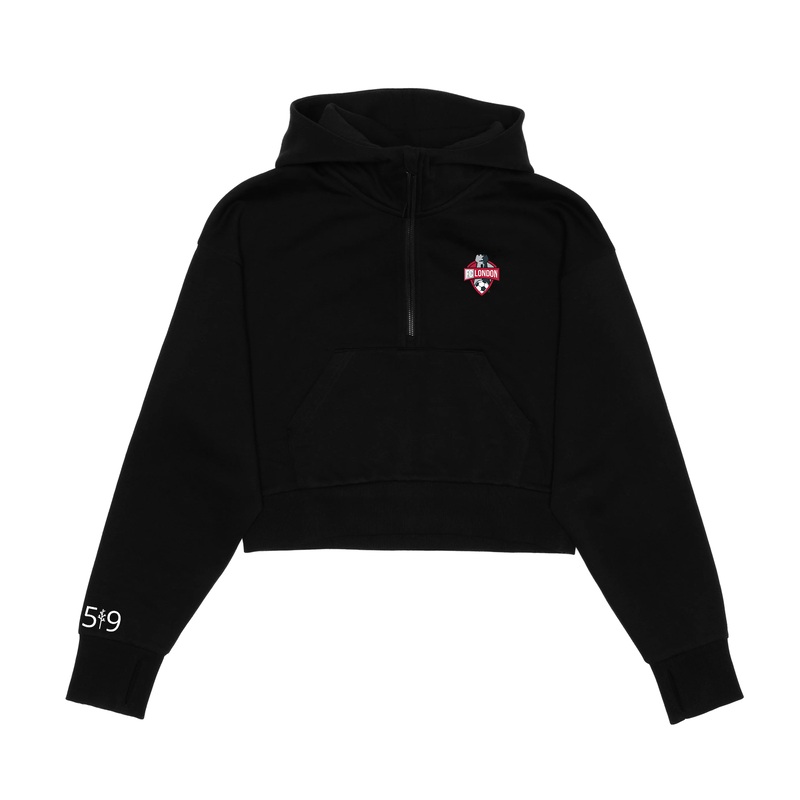 FCL EMBROIDERED CROPPED SCUBA 1/2 ZIP HOODIE (WOMENS)