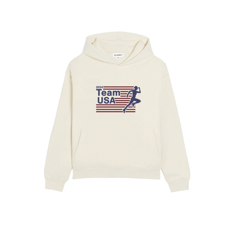 Team USA ecru printed hoodie