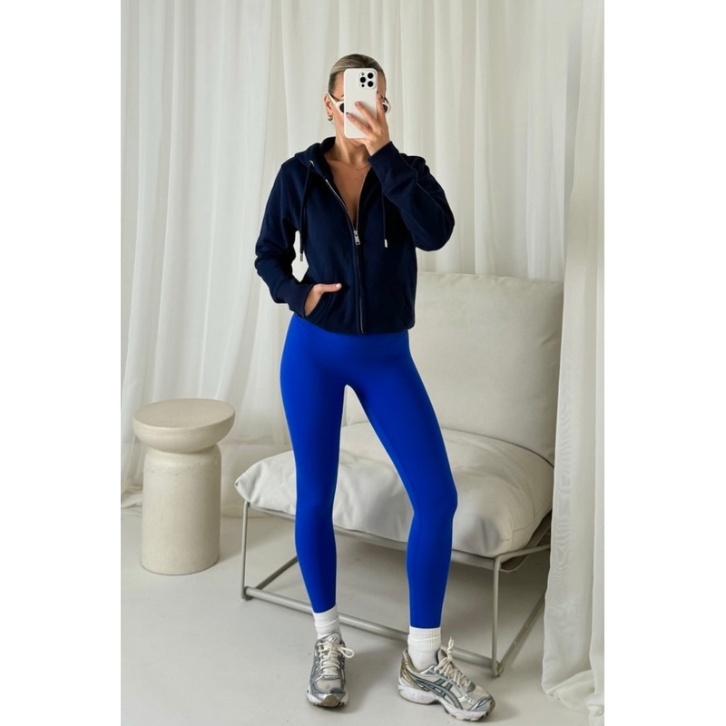 Carly navy & sapphire zip up sweater and ultimate legging set