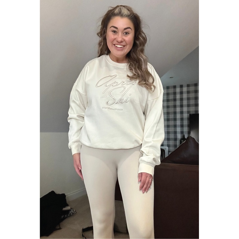 Apres Ski ecru embroidered sweater and legging set