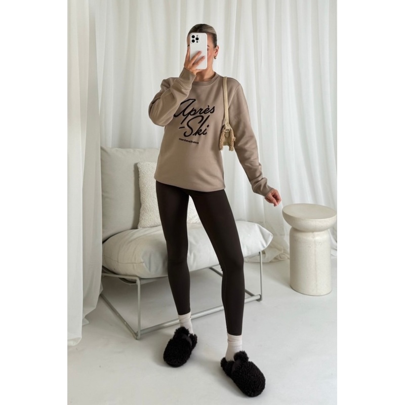 Apres Ski sand embroidered sweater and legging set