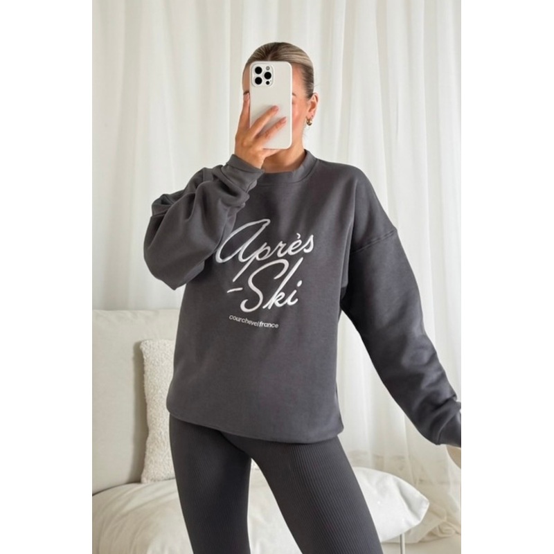 Apres Ski steel grey embroidered sweater