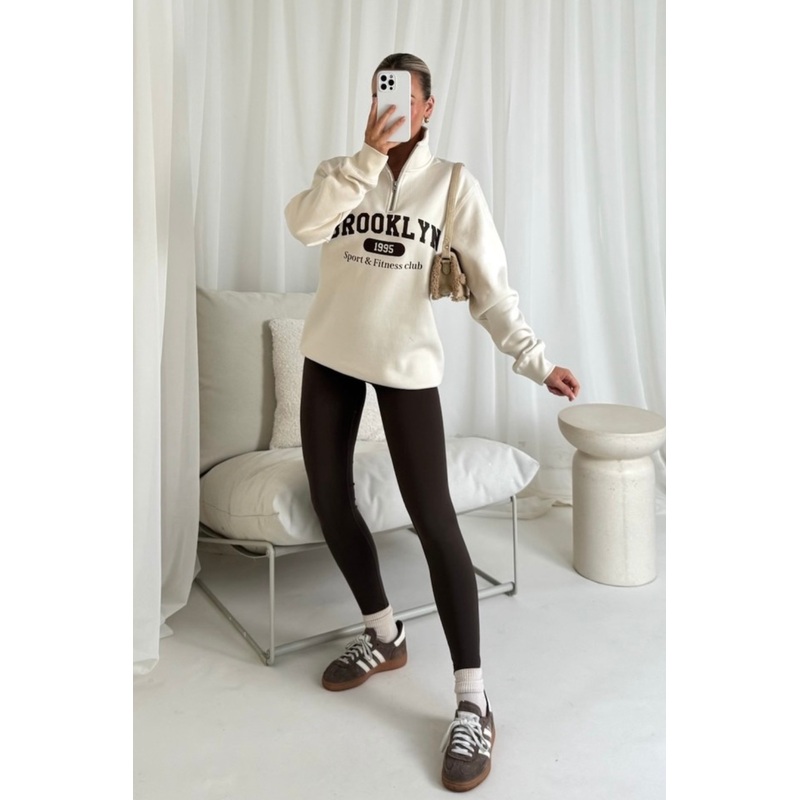 Brooklyn ecru printed 3/4 sweater and legging set