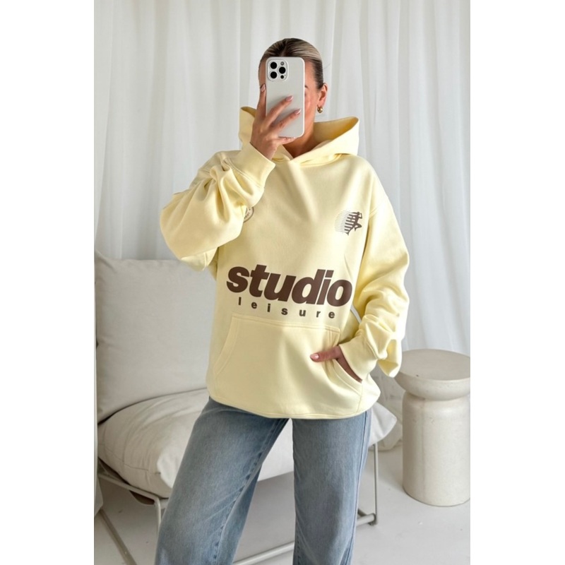 Studio leisure butter printed hoodie