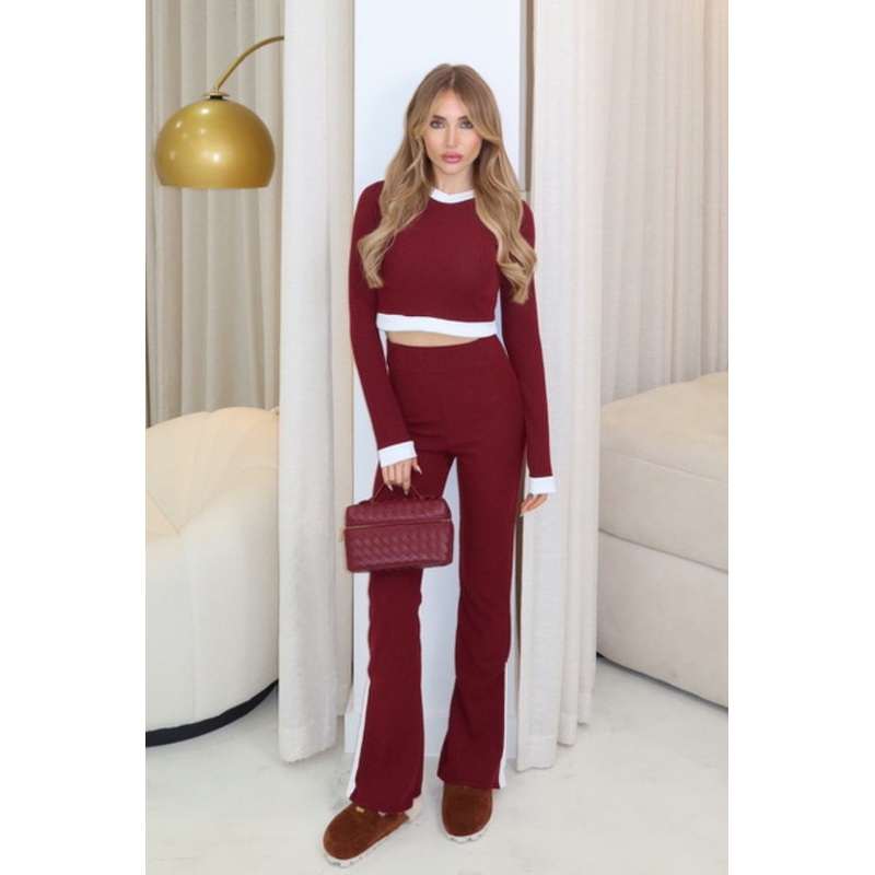 Susie burgundy ribbed loungewear