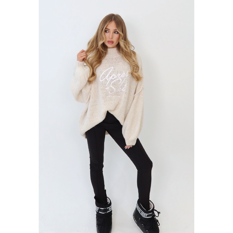 Apres Ski cream embroidered oversized knit jumper