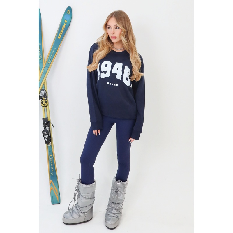 Aspen ski navy printed sweater