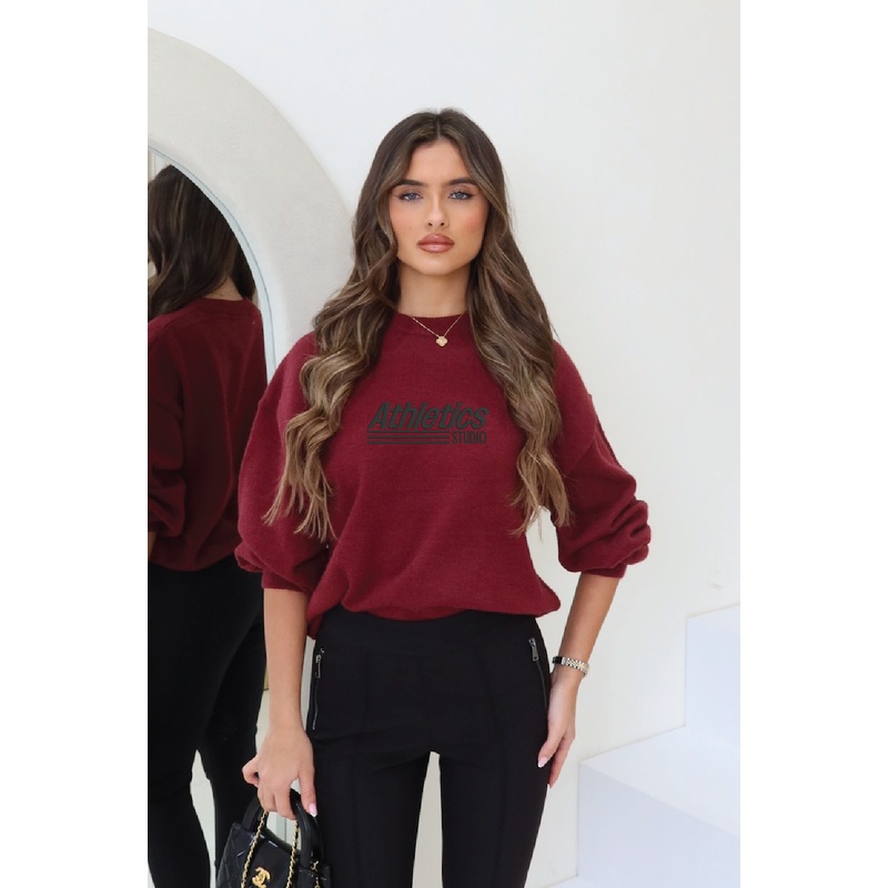 Athletics burgundy knit sweater