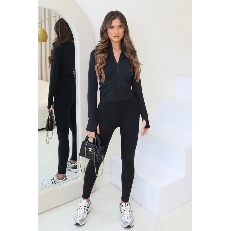 Casey black zip jacket and legging activewear