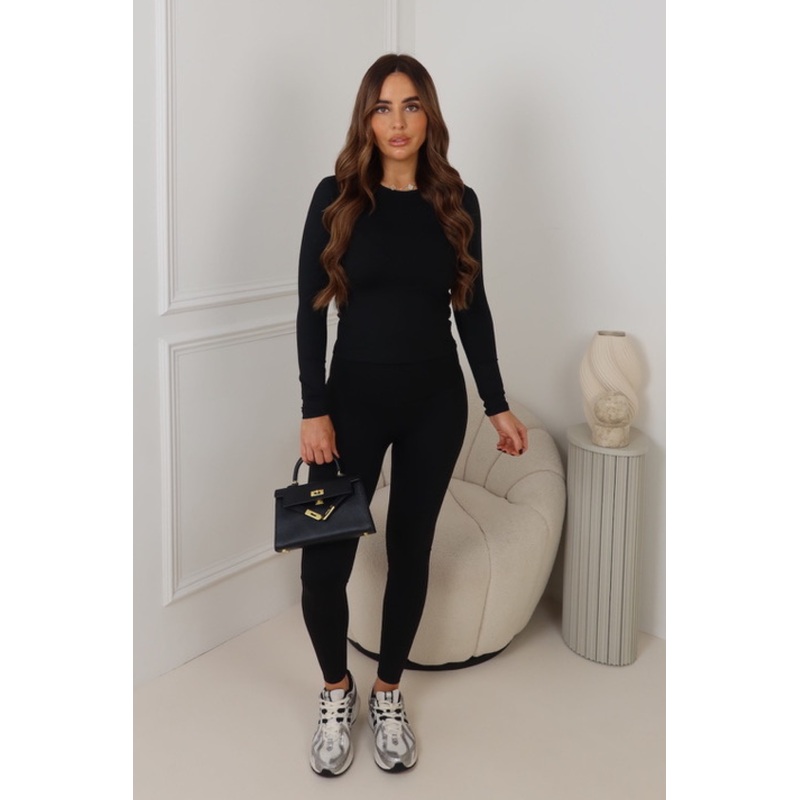 NADINE BLACK LONG SLEEVE LEGGINGS SET