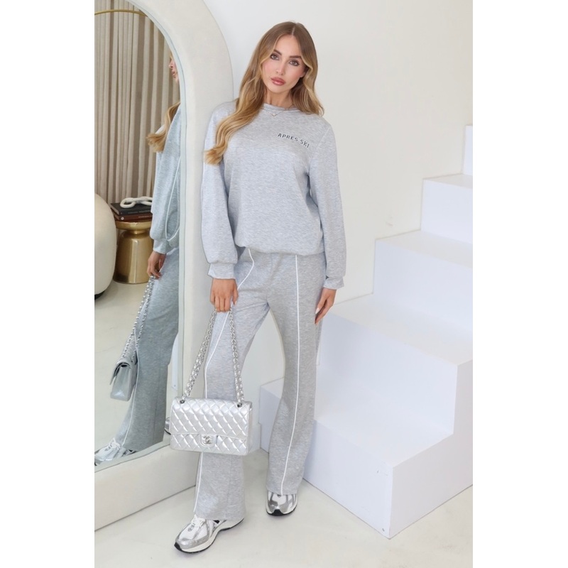 Apres ski marl grey sweater & flared pants loungewear