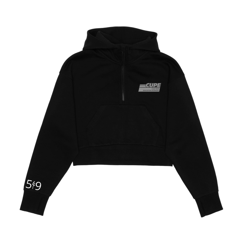 CUPE 4222 MONOCHROME CROPPED SCUBA 1/2 ZIP HOODIE (WOMENS)