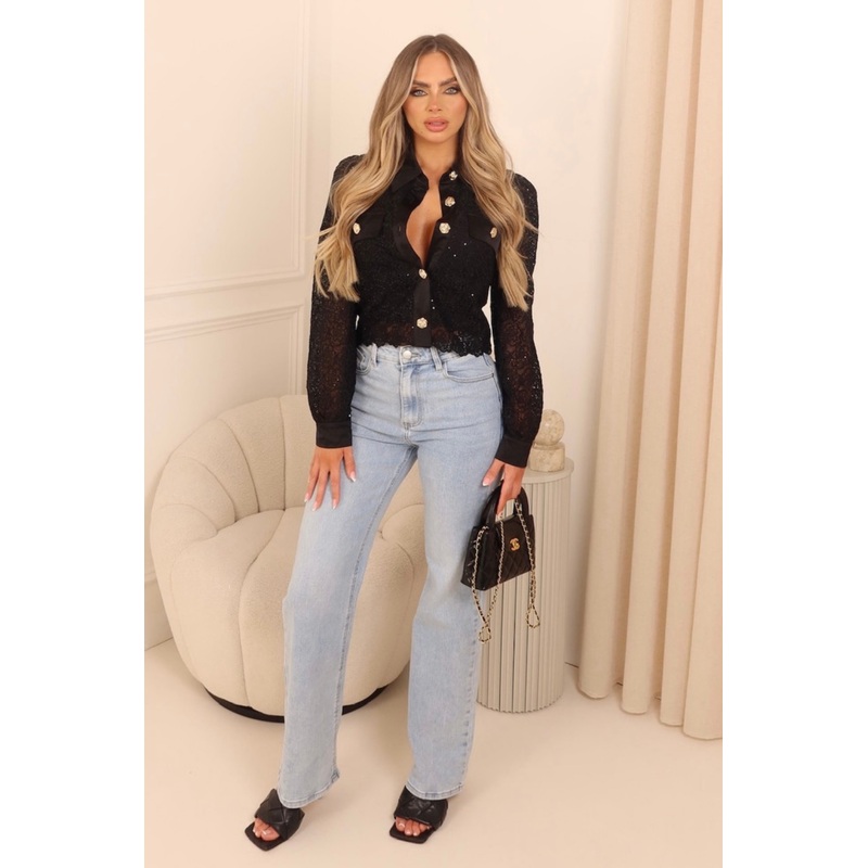 Missy black lace blouse