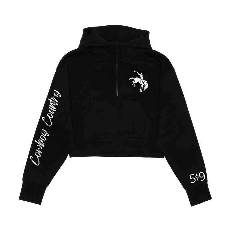 COWBOYS SIGNATURE SLEEVE CROPPED SCUBA 1/2 ZIP HOODIE (WOMENS)