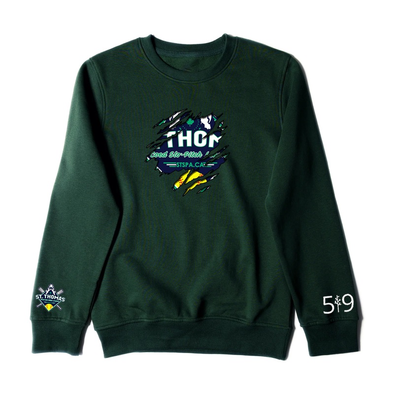 COED ST. THOMAS SLO PITCH DISTRESSED CREW (UNISEX)