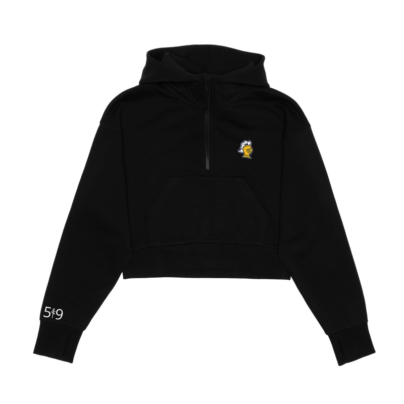 COLLEGE AVE EMBROIDERED CROPPED SCUBA 1/2 ZIP HOODIE (WOMENS)