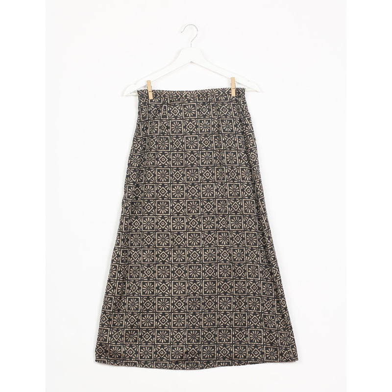 A Line Skirt - Black Geometric